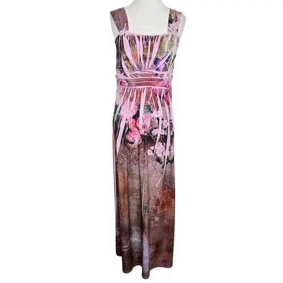 Vintage Y2K Fairy Regency Maxi Dress Purple Floral Forest Romantic Women Small - Picture 1 of 13